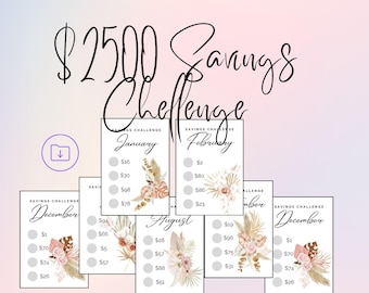 2500 Savings Challenge Boho - Monthly