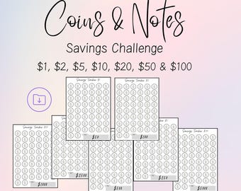 Coins and Notes Savings Tracker Pack – Digital Download
