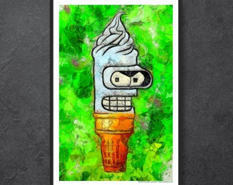 Bender Ice Cream Cone Head // Futurama // simpsons fry zoidberg cartoons planet express leela pop culture