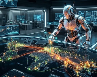 Sci-Fi Data Center Infographic | AI Energy Savings Report (PDF Download)