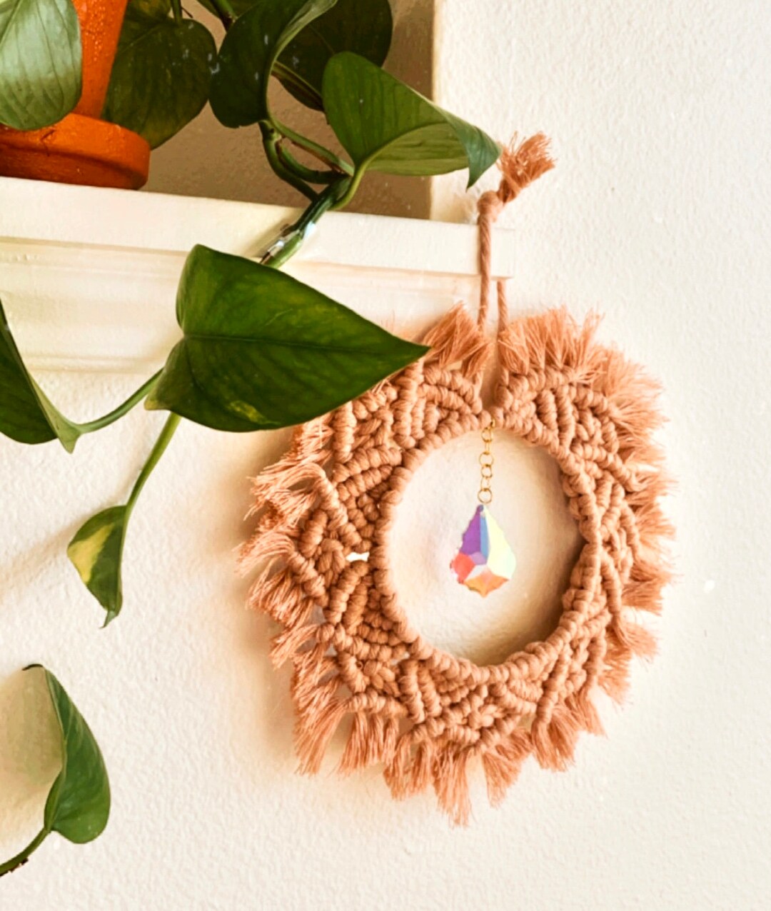 Macrame Suncatcher Suncatchers for Windows Hanging Crystal Etsy