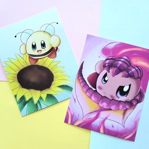 Cute Kirby Bee and Dragon Fire Mini Print 4.25x5.5inch
