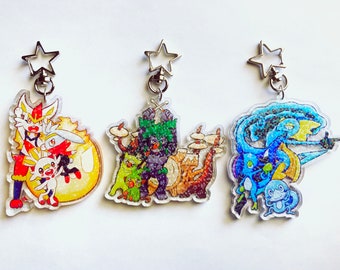 Sword Shield Holographic Double-Sided 3&quot; Gen 8 Starter Lines