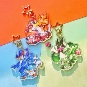 Scarlet and Violet Starter Holographic 3"in Evolution Keychains