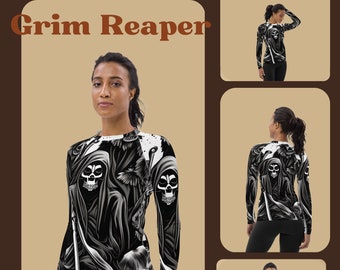 Grim Reaper and Wolves Women's Rash Guard, Not JUST for Halloween