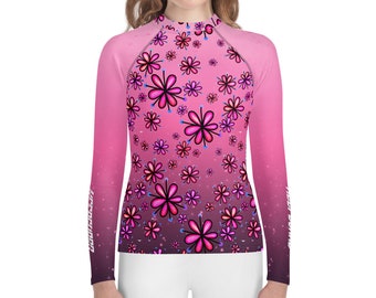 Pink Daisies Youth Rash Guard for Jiu Jitsu