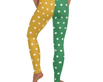 Groovy Green and Orange Polka Dot Leggings