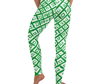 Stylish Square Celebration: St. Patrick's Day Leggings with Green Squares