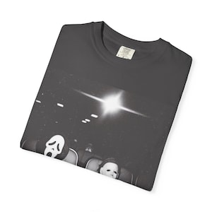 Ghostface and Michael Myers Movie Theater Shirt, Retro Slasher Horror Tee, Halloween Comfort Colors T-Shirt, Spooky Season Graphic Tee image 5