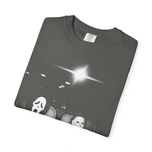 Ghostface and Michael Myers Movie Theater Shirt, Retro Slasher Horror Tee, Halloween Comfort Colors T-Shirt, Spooky Season Graphic Tee image 7