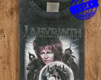 Vintage Labyrinth Movie T-Shirt | Comfort Colors Jareth Goblin King Shirt | Retro 80s Fantasy Film Tee | Acid Wash Oversized Graphic T Shirt