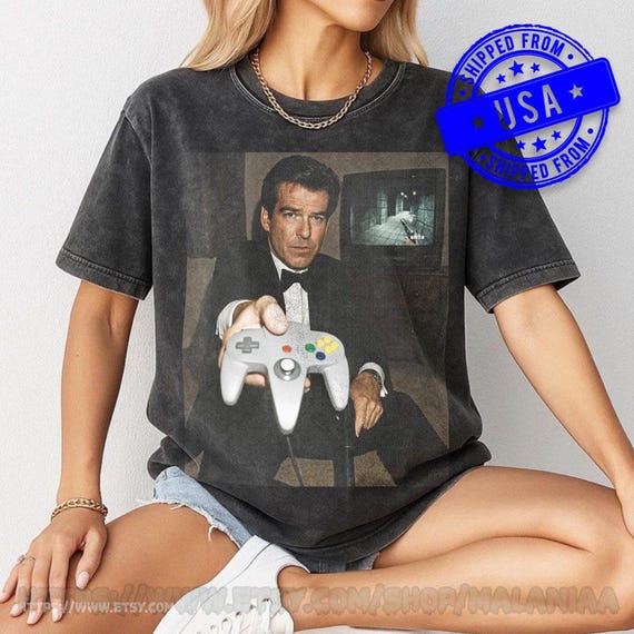 Pierce Brosnan Goldeneye N64 Shirt - Vintage Style James Bond 007