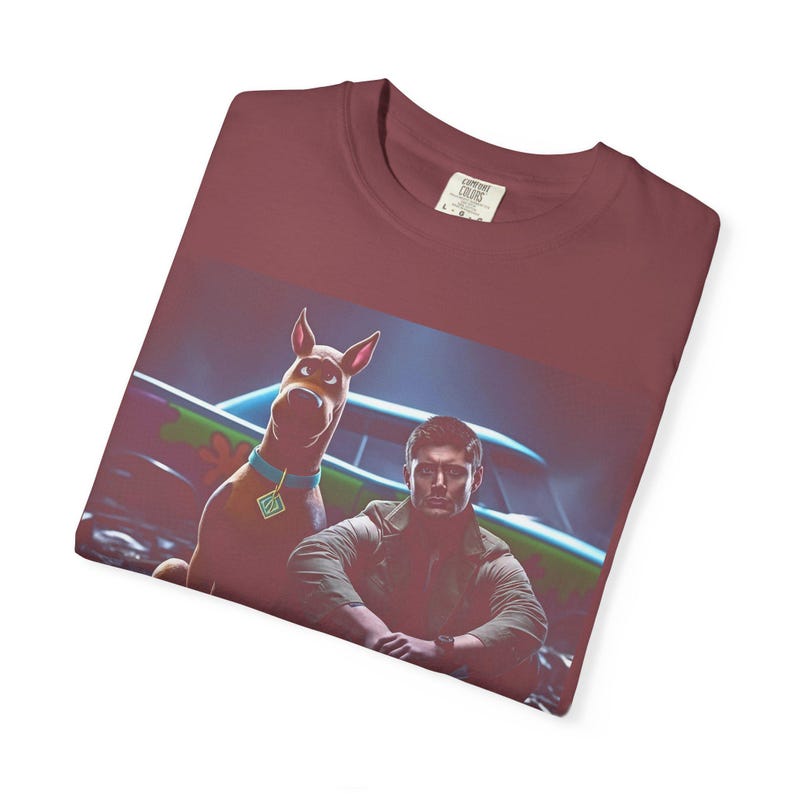 Dean Winchester and Scooby-Doo Comfort Colors Shirt, Scoobynatural Mystery Machine T-Shirt, Jensen Ackles Fan Gift, Supernatural Vintage Tee image 8