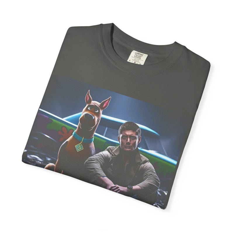 Dean Winchester and Scooby-Doo Comfort Colors Shirt, Scoobynatural Mystery Machine T-Shirt, Jensen Ackles Fan Gift, Supernatural Vintage Tee image 6
