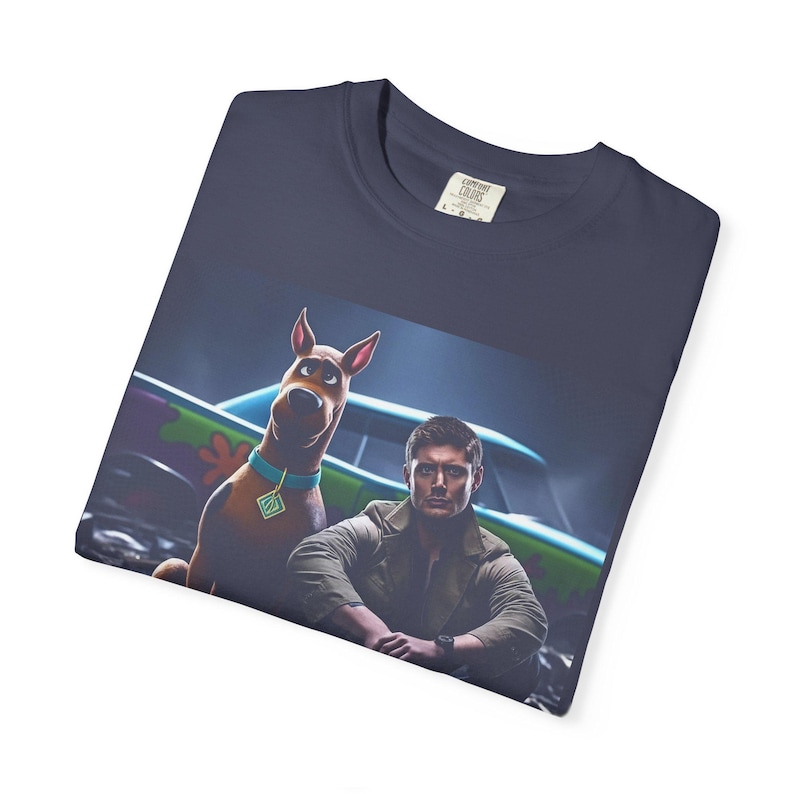 Dean Winchester and Scooby-Doo Comfort Colors Shirt, Scoobynatural Mystery Machine T-Shirt, Jensen Ackles Fan Gift, Supernatural Vintage Tee image 5