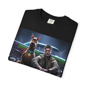 Dean Winchester and Scooby-Doo Comfort Colors Shirt, Scoobynatural Mystery Machine T-Shirt, Jensen Ackles Fan Gift, Supernatural Vintage Tee image 3