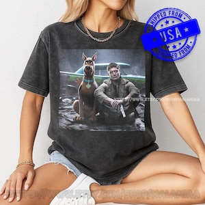 Dean Winchester and Scooby-Doo Comfort Colors Shirt, Scoobynatural Mystery Machine T-Shirt, Jensen Ackles Fan Gift, Supernatural Vintage Tee image 2