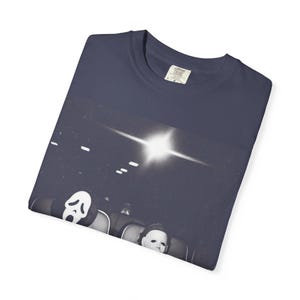 Ghostface and Michael Myers Movie Theater Shirt, Retro Slasher Horror Tee, Halloween Comfort Colors T-Shirt, Spooky Season Graphic Tee image 6