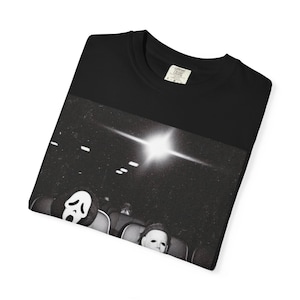 Ghostface and Michael Myers Movie Theater Shirt, Retro Slasher Horror Tee, Halloween Comfort Colors T-Shirt, Spooky Season Graphic Tee image 4