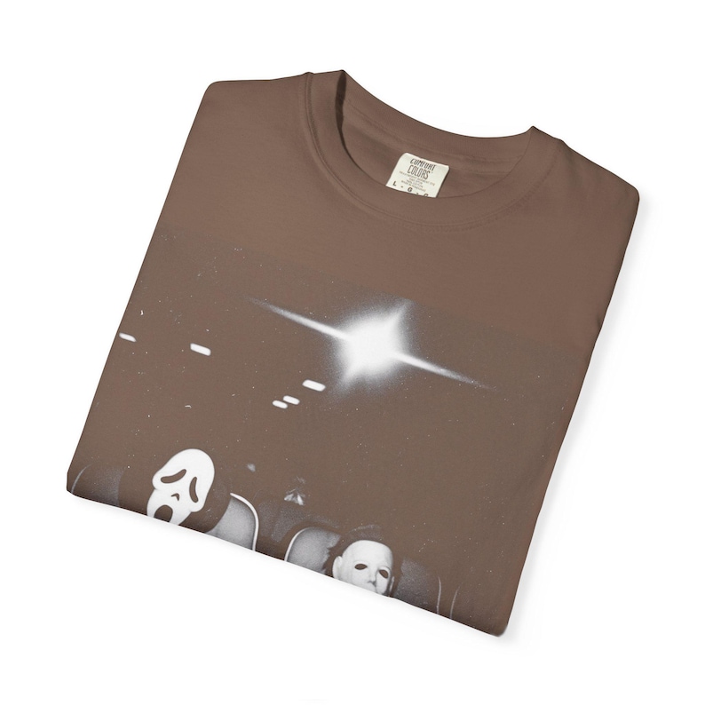 Ghostface and Michael Myers Movie Theater Shirt, Retro Slasher Horror Tee, Halloween Comfort Colors T-Shirt, Spooky Season Graphic Tee image 8