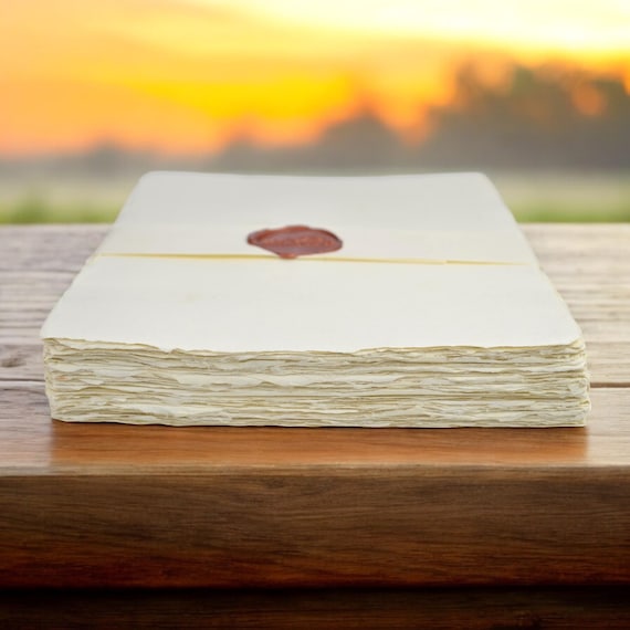 8.5x11" 100% Cotton 90GSM, Ivory Off-White Deckle-Edge Handmade Printer Paper from Recycled Textile Surplus for Inkjet or Laser Printers