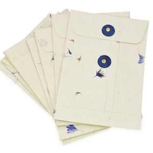 Handmade Lokta Paper Pocket Envelope with String-tie Button Closure, for Invitations, gift cards, 4.5x6.5&quot;, 10-Pack. (Cornflower)