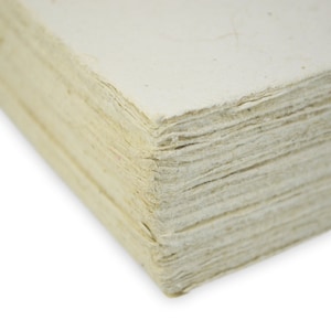 8.5 x 11 White Handmade Paper With Deckle Edge