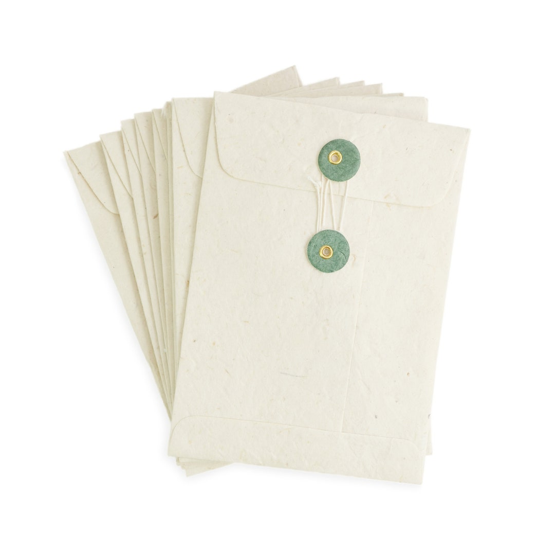 Handmade Lokta Paper Envelope With Stringtie Button Closure, for
