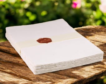 8.5x11" 100% Cotton 200GSM, White Deckle-Edge Handmade Cardstock Cotton-rag Paper from Recycled Textile Surplus for Inkjet or Laser Printers