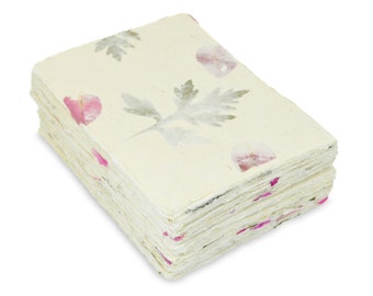 5x7 Inch Handmade Lokta Card Stock Paper with Deckle Edge. Tree-free Lokta Paper for Vintage Stationery and Invitations. (Forest Wanderer)