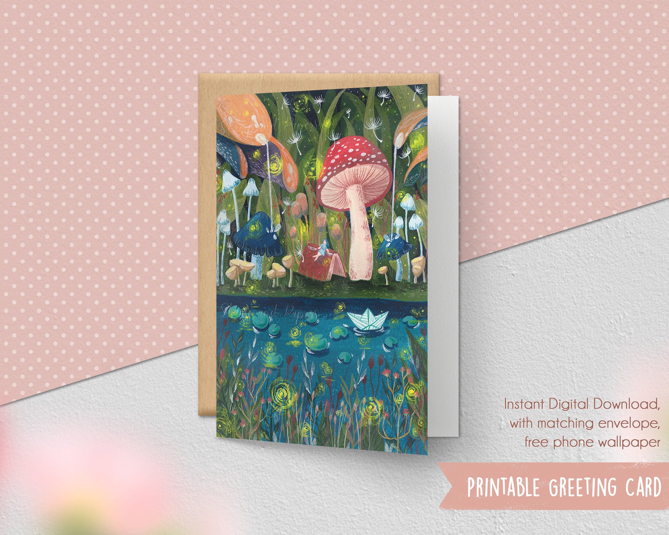 Mushroom Birthday Card Birthday Printable Card Downloadable Etsy