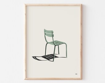 Chair Wall Art, Garden Print, Paris Park Chair, Minimal Home Decor
