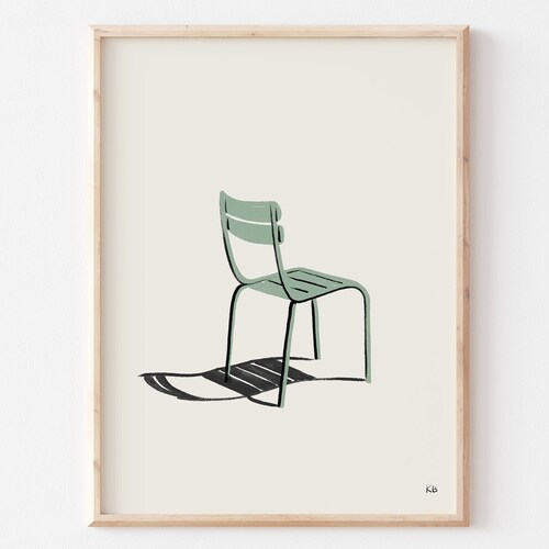 Chair Wall Art Garden Print Paris Park Chair Minimal Home Etsy
