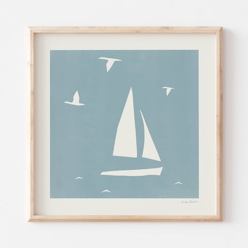 Sailboat Print Modern Nautical Nursery Wall Art Coastal - Etsy