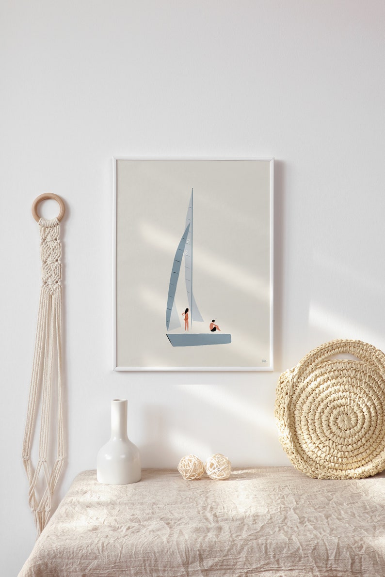 Nautical Wall Art Sailboat Art Print Seaside Beach Art | Etsy
