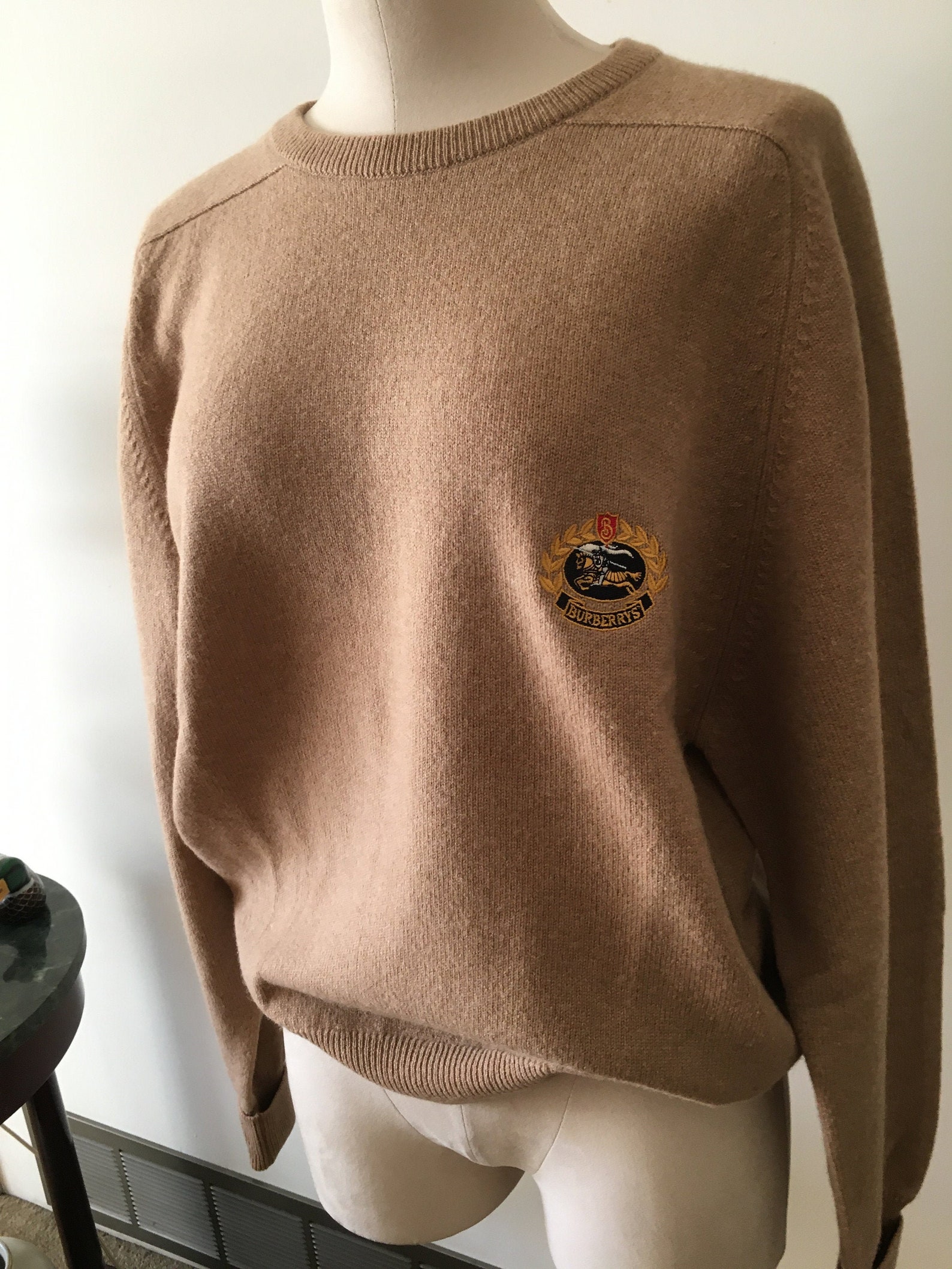 Burberry Sweater Jumper Vintage Brand New Tan 100 Lambswool Etsy