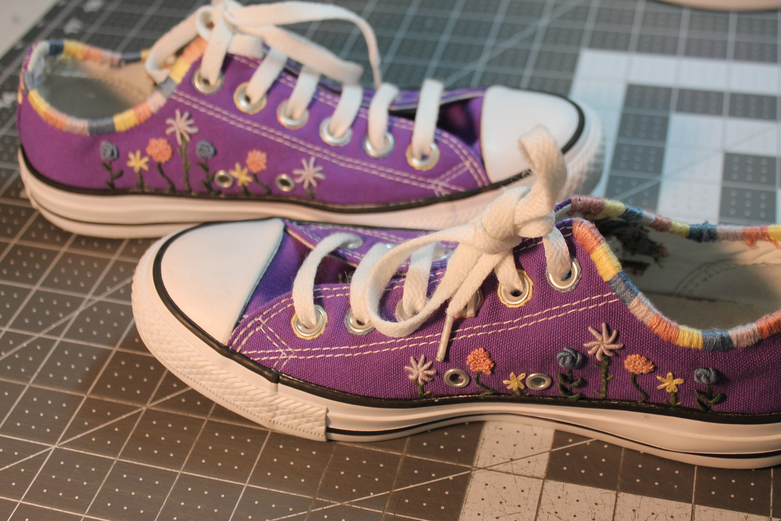 embroidered canvas shoes