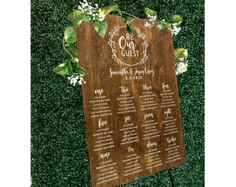 seating chart design Be Our Guest | Wedding Seating Chart Sign | Wooden Seating Sign | Personalized Wooden Reception Seating Chart Sign | Wooden Welcome Sign