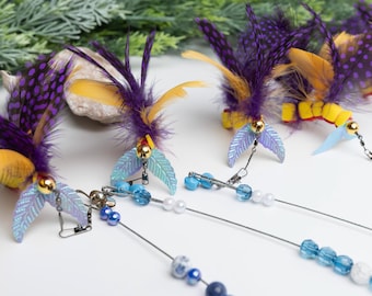 Strong Interactive Cat Teaser Wand Toy 45 cm – Butterfly Imitation Tip, Handmade Cat Toy