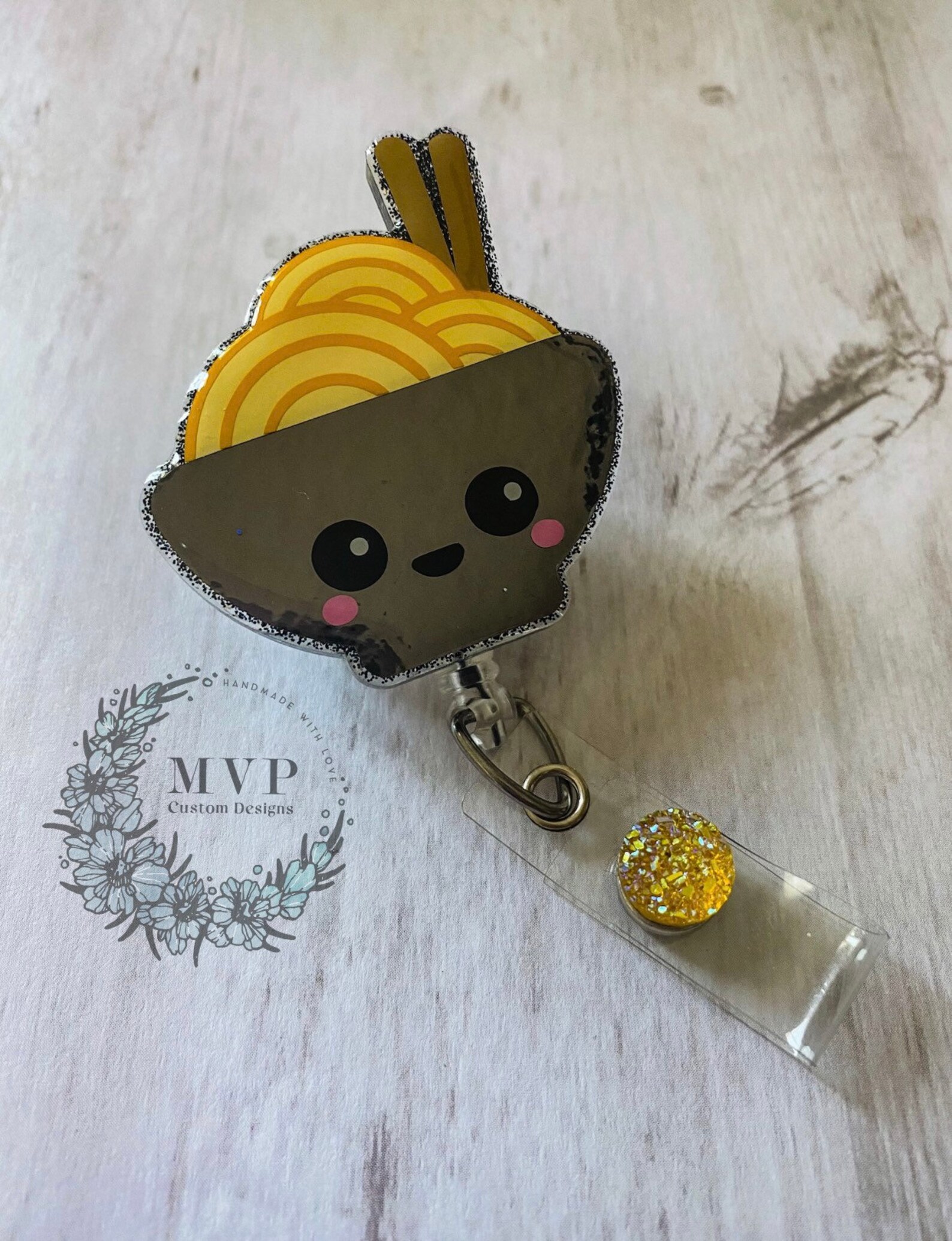 Noodles Badge Reel Pho Badge Reel Cute Badge Reels Glitter - Etsy.de