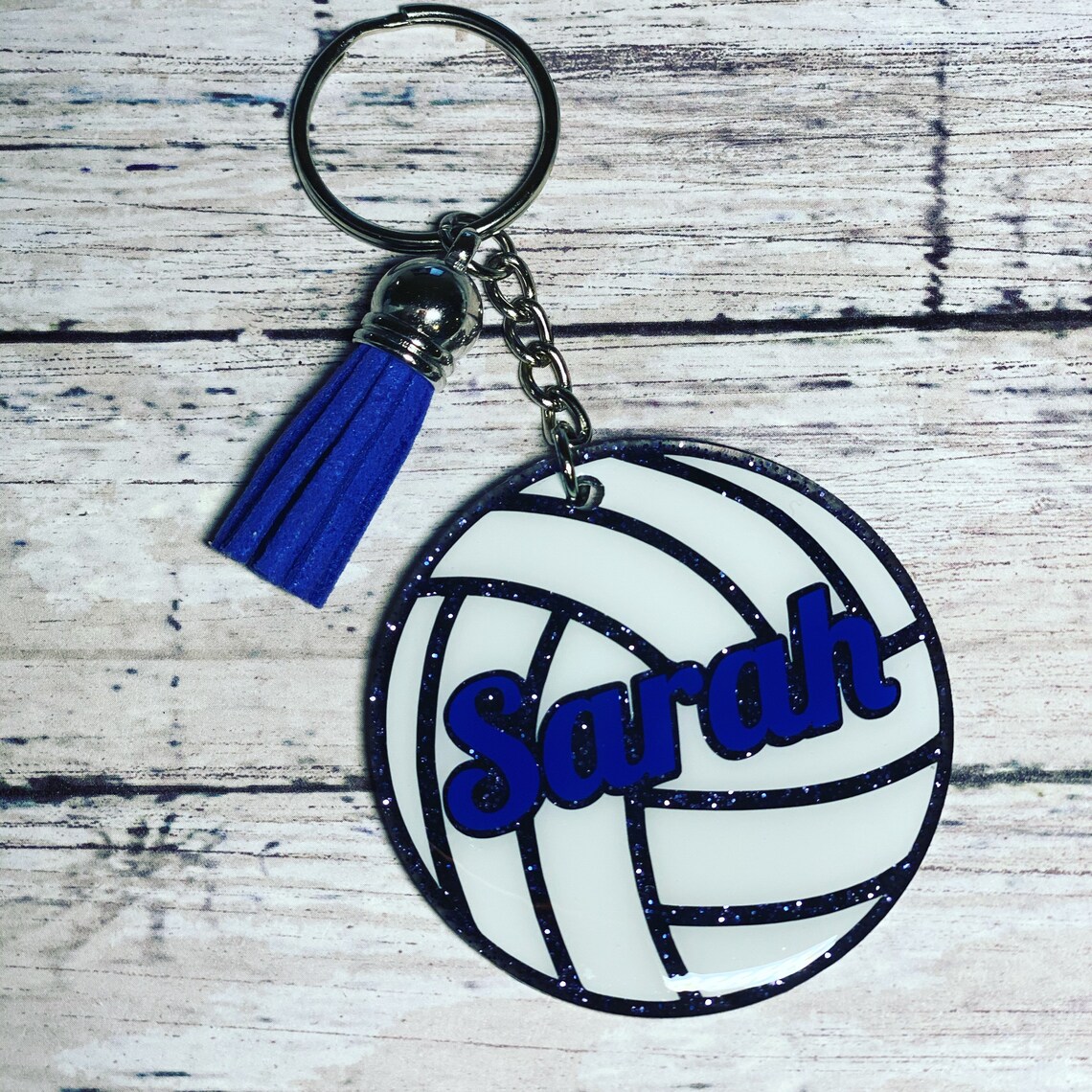 Personalized Volleyball Keychain Volleyball Keychain Glitter Etsy