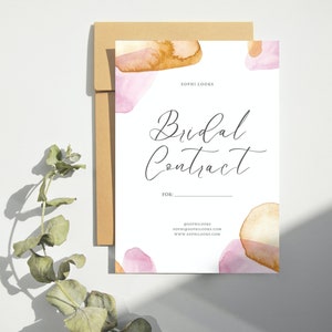 ¡Contrato nupcial de maquillador + formulario de admisión de cliente GRATIS! (Plantilla editable)