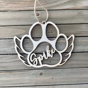 Personalized Dog Paw with Wings Christmas Ornament - Laser Engraved The perfect gift for a dog lover. Puppy, Paw Print Ornament, Pup Paw