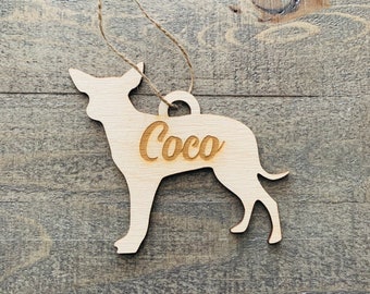 Chihuahua Personalized! Your Dog's Name on a Custom Silhouette Christmas Ornament - Laser Engraved The perfect gift for a dog lover.