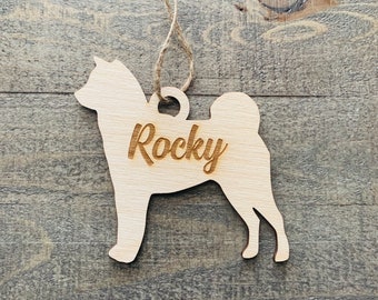 Siberian Husky Personalized! Your Dog's Name on a Custom Silhouette Christmas Ornament - Laser Engraved The perfect gift for a dog lover.