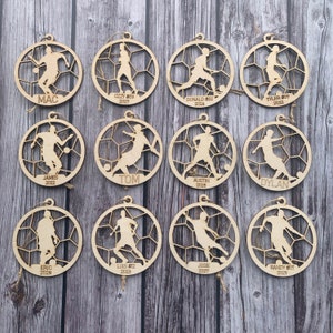 Men&#39;s Soccer Ornament Personalized Wooden Christmas Present. Perfect gift for him - Gift - Charm - Gift Tag - Goalie - Forward - Defense