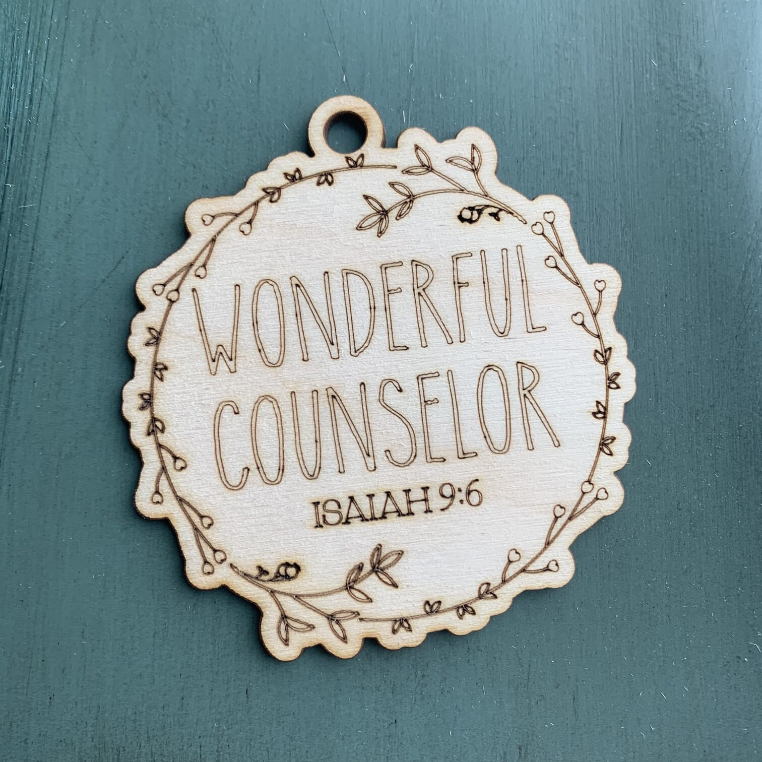 Wonderful Counselor - Isiah 9:6 Name of Christ from the Bible Christmas Ornament collection. Laser Engraved family business.The perfect gift