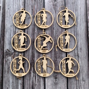 Track and Field Ornament Personalized Wooden Christmas Present. Perfect gift for him or her - Charm - Gift Tag - Athletics - Sports - Tree
