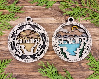 Glacier Park Ornament - Adventure Ornament - Expedition Ornament - Great Explorer - Family Expeditions - National Explorer - 3D Ornament