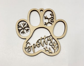 Personalized! Your Cat's Name on a Custom Cat Paw Christmas Ornament - Laser Engraved The perfect gift for a cat lover.